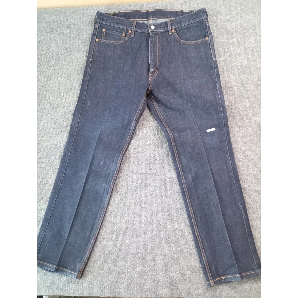 Levis 505 Jeans Mens 38x32 Regular Fit Dark Wash Straight Leg Denim
